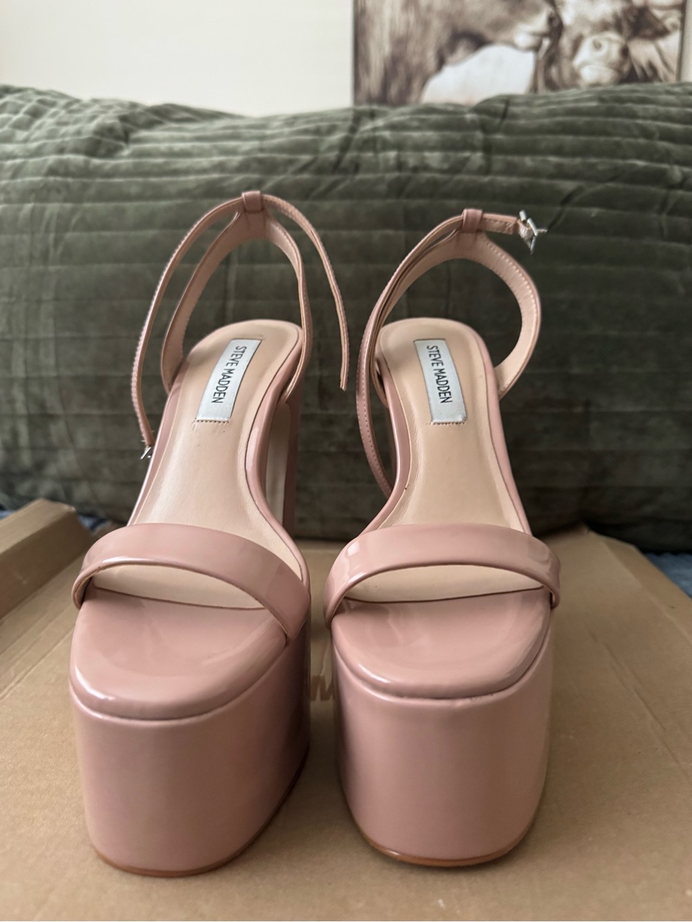 Steve Madden Nude Blush Patent Platform Sandals